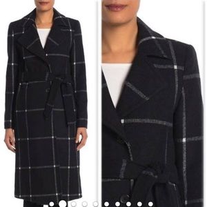 NWOT Cole Haan Plaid Wool Blend Coat